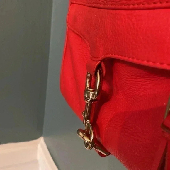 Rebecca Minkoff red leather cross body with gold chain strap and gold accents - Picture 5 of 11